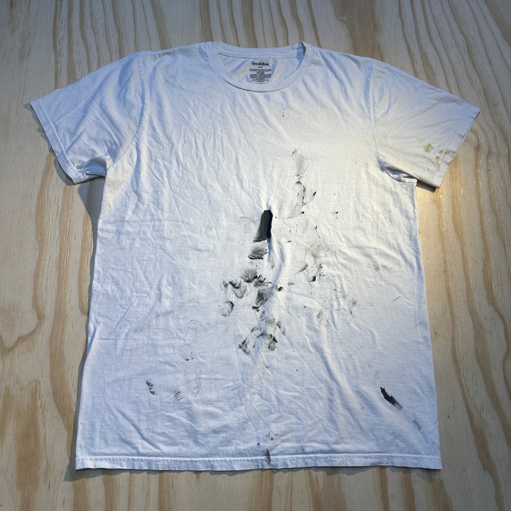 Goodfellow & Co Mens Large White Distressed Paint Splatter Workwear T-Shirt